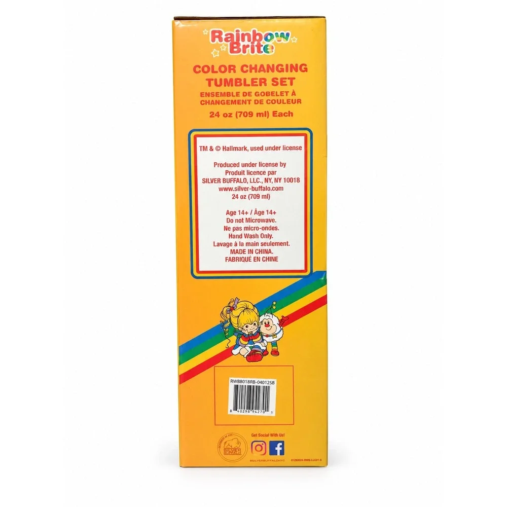 Rainbow Brite Color Changing Tumbler Set 4 Pack 24oz Plastic Cups Straws NEW